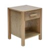 Woodland Grey wash Ash bedside table cupboard, with storage drawer and open cupboard underneath.