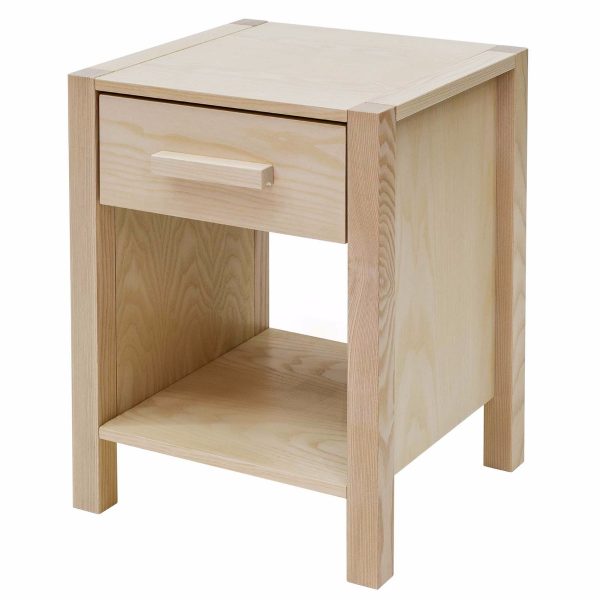 Woodland bedside storage table, in whitewashed Ash wood.