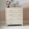 Solid ash wood chest of drawers for children, childrens furniture, with globe on top and pink background