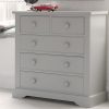 Fargo 3&2 chest of drawers in Farleigh Grey, with solid wood painted knobs.Sturdy & roomy drawers for children.