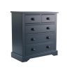 Deep blue traditional child's chest of drawers, solid and sturdy with 5 roomy drawers. classic childs bedroom.
