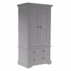 Freestanding Fargo grey wardrobe for children with double doors and double drawers below.