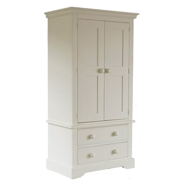 The Fargo combination wardrobe in Ivory White, with 2 doors and 2 roomy drawers below.