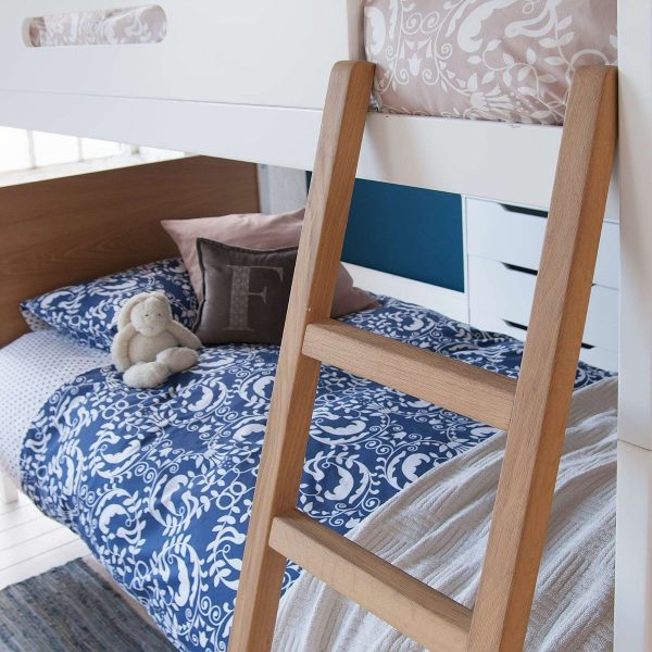Close up photo of high quality solid oak bunk bed ladder for the EDIT bed, Little Folks Furniture