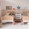 Oak and white twin beds (Th EDIT bunk bed divided down into two full size singles in shared siblings room)