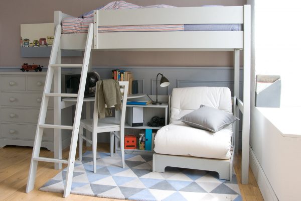 Fargo High Sleeper with Futon, Bookcase & Corner Desk-0