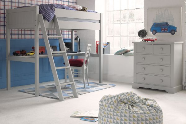Fargo High Sleeper with Full Length Desk & Bookcase-0