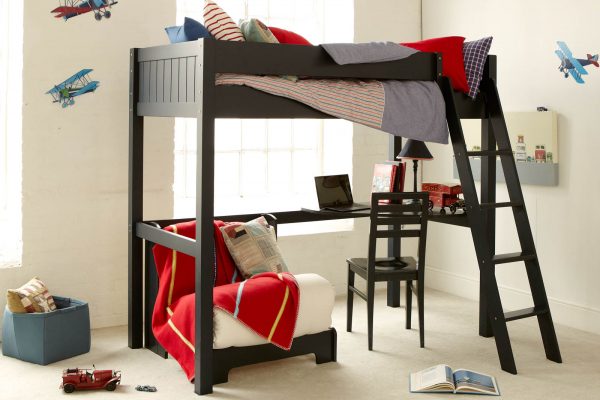 Fargo High Sleeper with Futon, Bookcase & Corner Desk-0