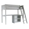 Cut out Fargo high sleeper bed with full length desk and bookcase