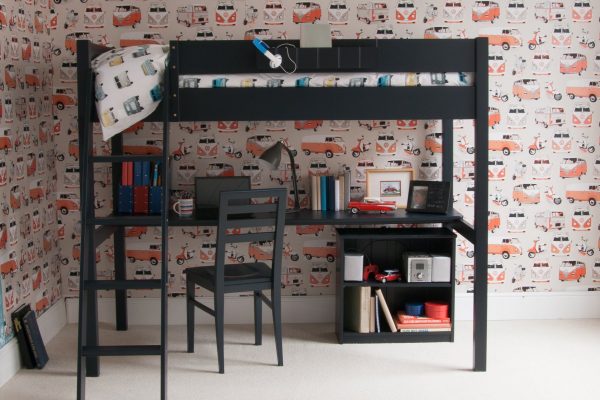 Fargo High Sleeper with Full Length Desk & Bookcase-0