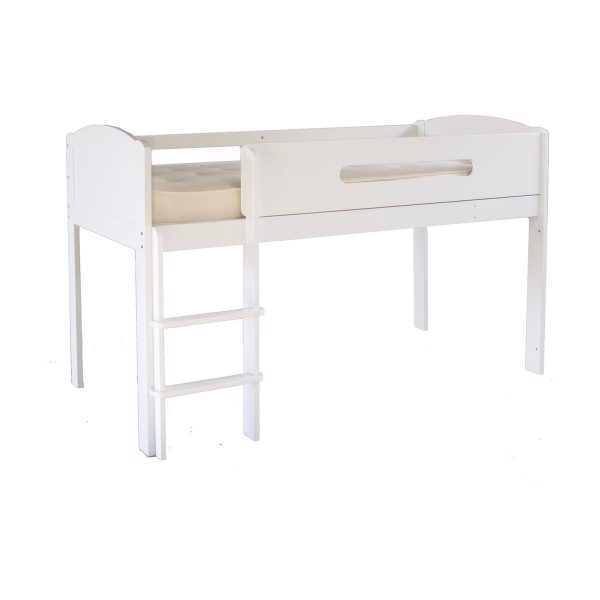 white sturdy mid sleeper storage cabin bed for kids