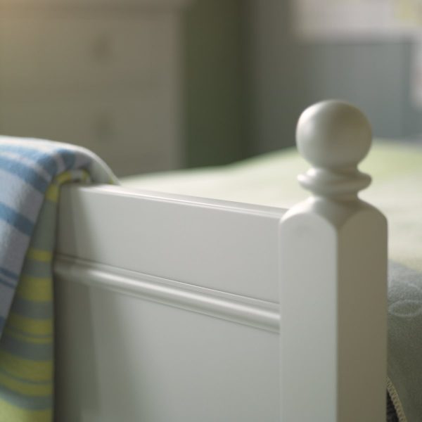 Bed post and end detail of the Fargo double bed, showing beautiful craftsmanship.