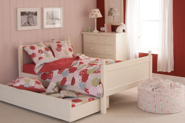 Fargo small double bed, with trundle shown pulled out as a sleepover bed