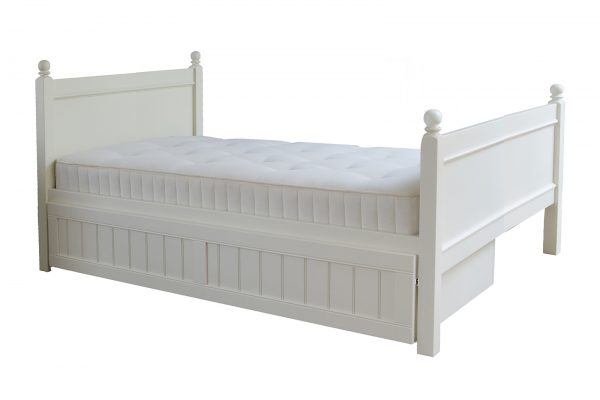 Fargo small double bed in Ivory White durable paint, pull out sleepover bed, solid hardwoods