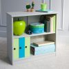 Fargo bookcase with one adjustable shelf, lime green and blue accessories