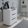 chest of three drawers on smooth drawer runners, in a monochrome kids room