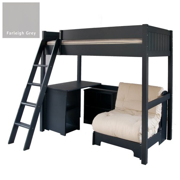 Cut out Fargo high sleeper futon, storage desk & bookcase