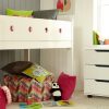 Mid sleeper bed with ladder on the left hand side and a freestanding chest of drawers