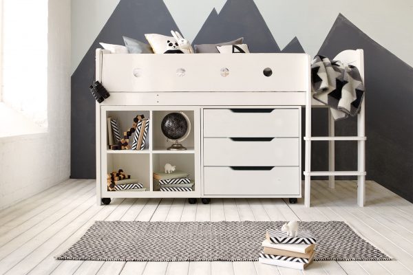CUBIX Mid Sleeper with Chest of Drawers & Storage Bookcase-0