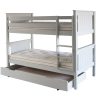 classic beech bunk bed in dove grey with ladder on right, and trundle bed open