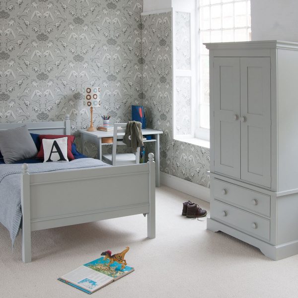 Fargo small double bed in Farleigh grey + matching wardrobe