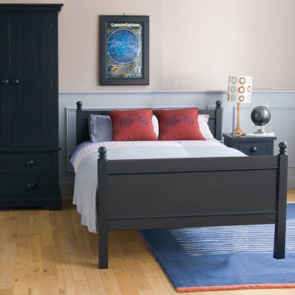 Fargo Painswick Blue small double bed with wardrobe next to it, in boys red and blue bedroom