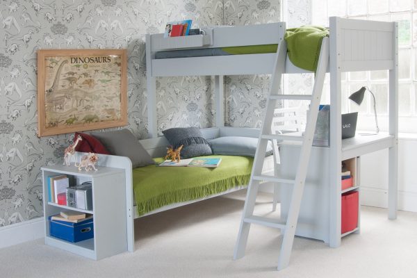 Fargo High Sleeper with Sofa Bed, Bookcase & Storage Desk-0