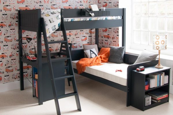 Fargo High Sleeper with Sofa Bed, Bookcase & Storage Desk-0