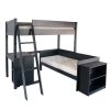 Fargo bunk bed with a sofa bed, desk and bookcase underneath, in Painswick Blue