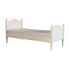 full size single bed in ivory white, Fargo bed with carved heart detail