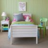 White wood solid ash bed for kids, in green bedroom
