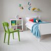 Colourful child's bedroom featuring the Edit single bed in pure white, with curved retro style edges
