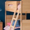 Close up detail of the EDIT bunk bed ladder and side, with a blue bedroom background