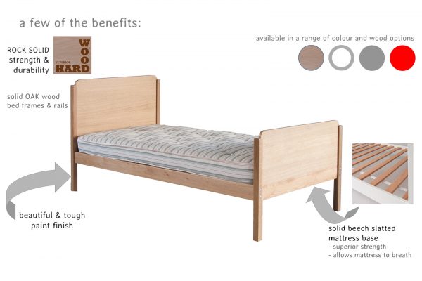 Features & benefits of the solid oak bed framed, Edit in oak.