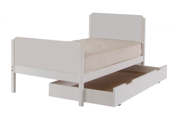 Modern Edit kids white bed with pull out storage & sleepover trundle