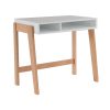 Edit desk for children, with solid beech legs and large storage table top.