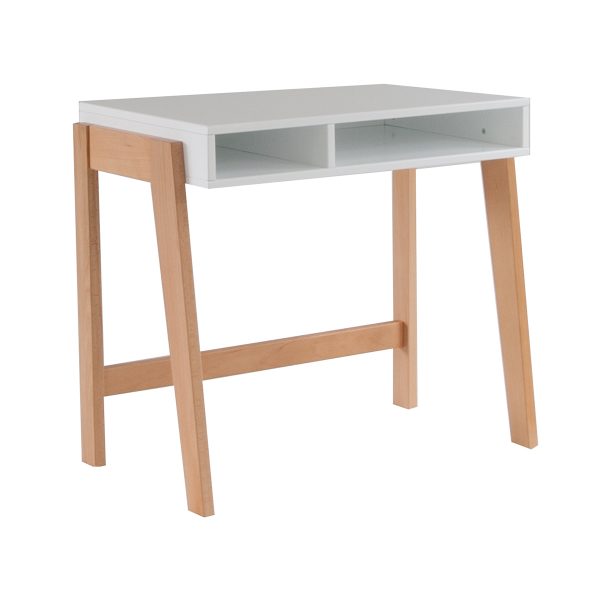 Edit desk for children, with solid beech legs and large storage table top.