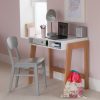 Edit scandi study desk with cubby holes and solid beech legs in a pink bedroom