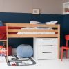 Classic Beech Mid Sleeper Bed with Chest of Drawers-0