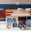 Classic Beech Mid Sleeper Bed with Storage Bookcase-0