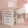 Classic Beech Mid Sleeper Bed with Chest of Drawers and Storage-0