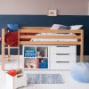 Classic Beech Mid Sleeper Bed with Chest of Drawers and Storage-0