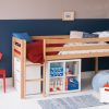 Natural solid beech Classic mid sleeper bed, with storage furniture below