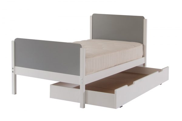 Grey and white Edit single bed for children with trundle