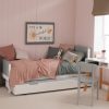 Grey and white Edit single bed for kids with pull out sleepover trundle, desk, chest of drawers