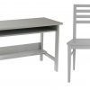 Solid hardwood childrens desk + chair for homework, grey