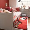 Close up of boys daybed with chest of drawers, traditional boys room, plaid