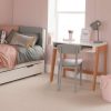 Scandi style desk + chair for kids, solid beech with pink bedroom walls