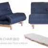 navy futon chair bed with red buttons