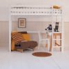 High sleeper loft bed in Ivory White with full length desk underneath, in a Scandi bedroom